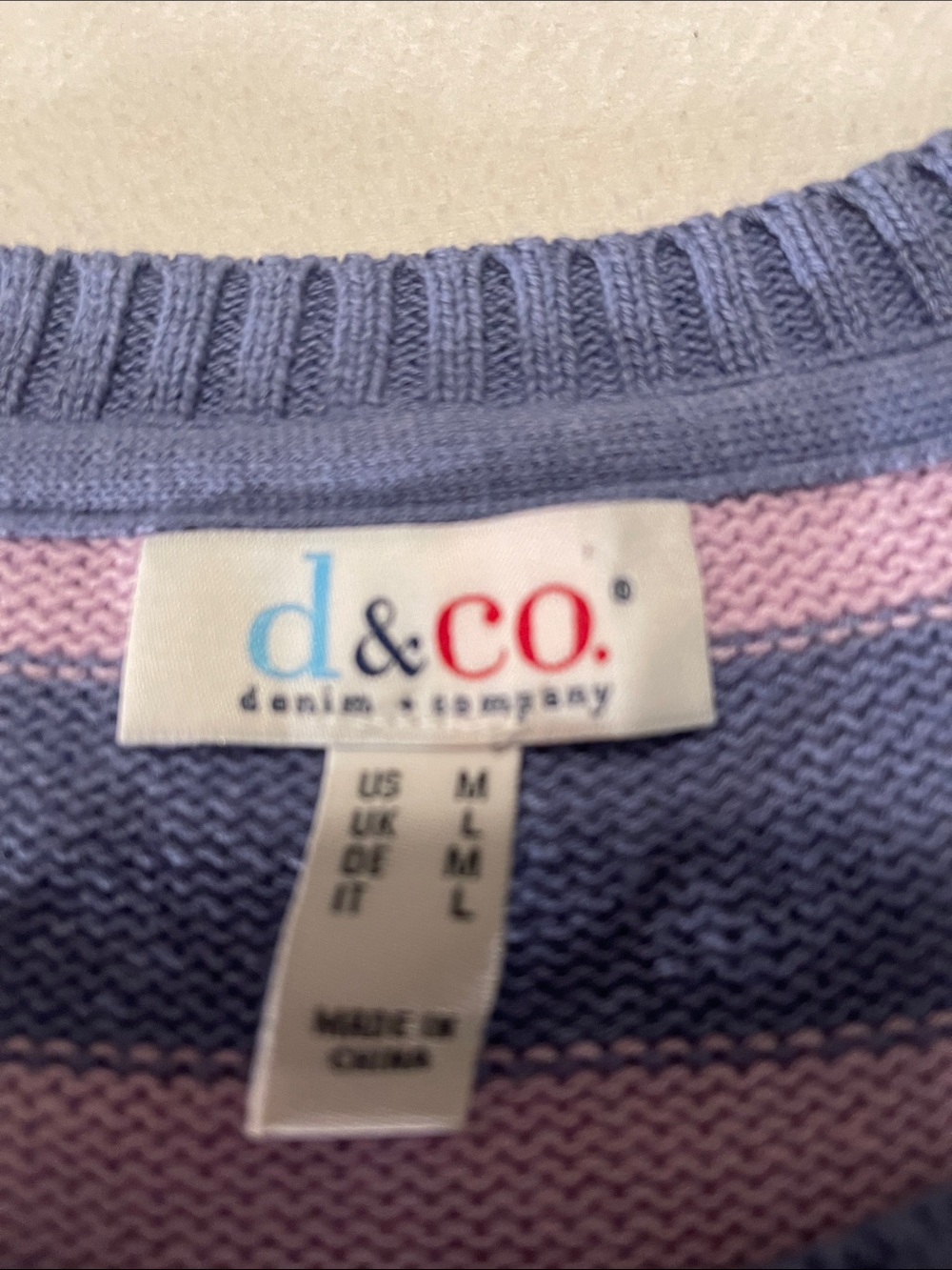 Striped Crewneck Sweater in Lavender and Navy by J.Crew - Picture 2 of 5